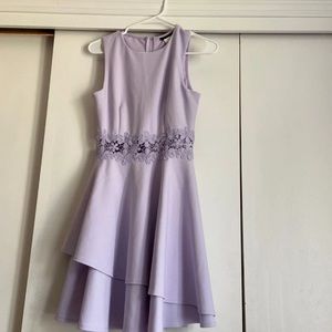formal lilac purple fit and flare dress